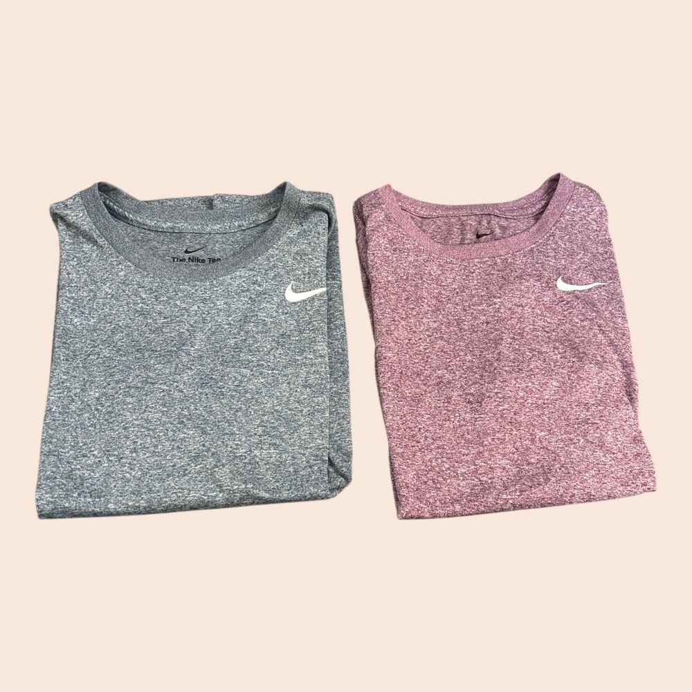 Lot of 2 Nike T Shirt Women’s XS Pink Gray Heather Dri Fit Performance
